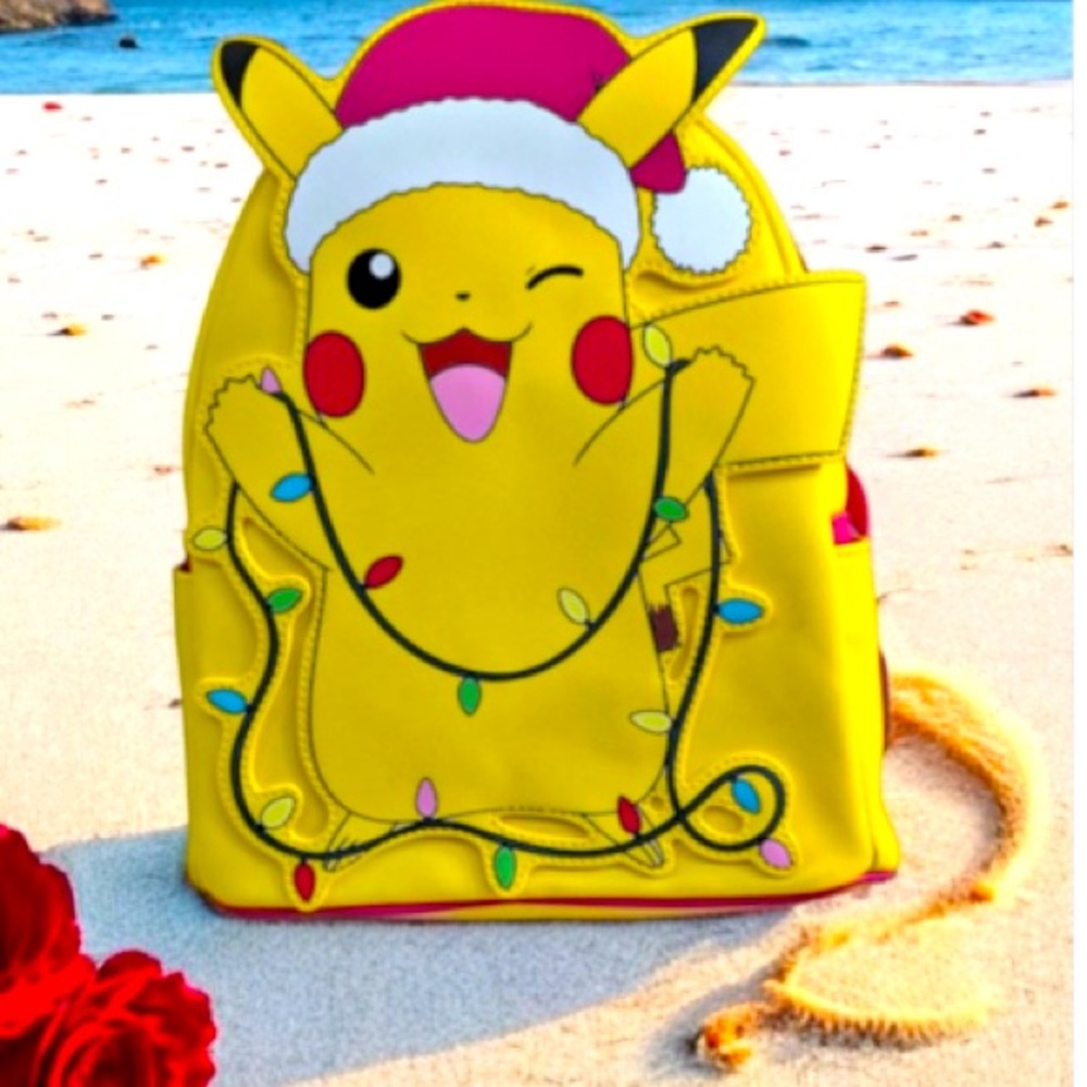 Loungefly Pokemon Pikachu Christmas Lights Santa Light Up Mini Backpack New⚡️🎉